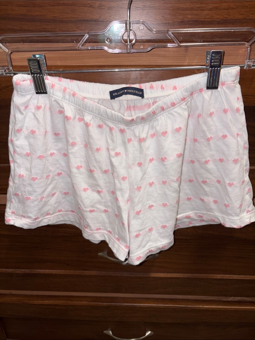 Brandy Melville NWOT White Shorts with Pink Heart Print